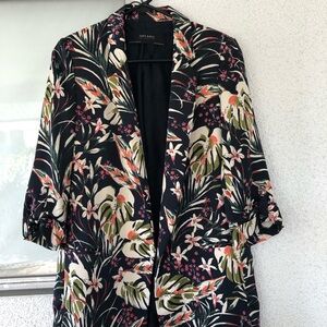 Zara Basic tropical floral print blazer